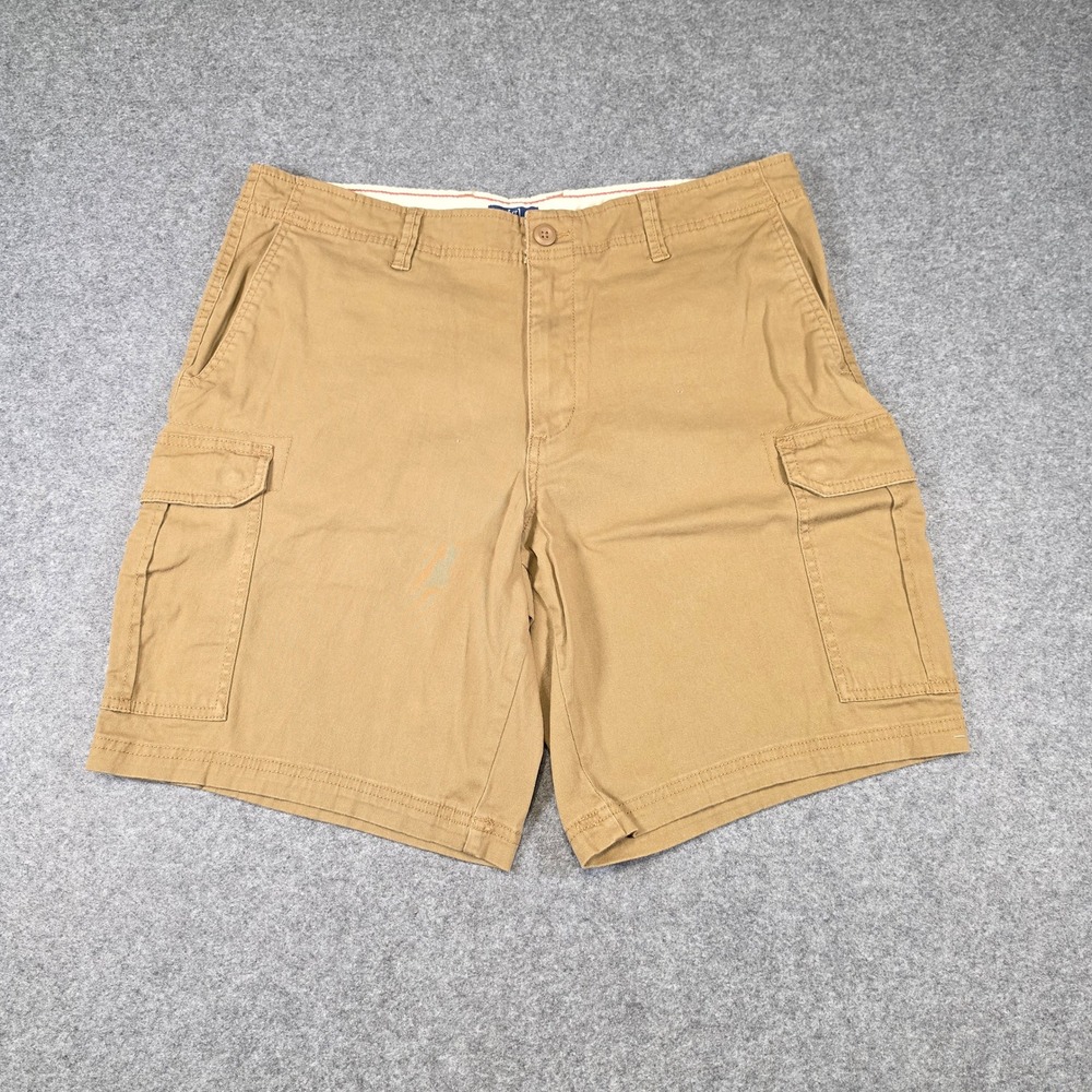 George Mens Cargo Shorts Tan Brown Size 36 Casual Outdoor Cotton Blend Stretch